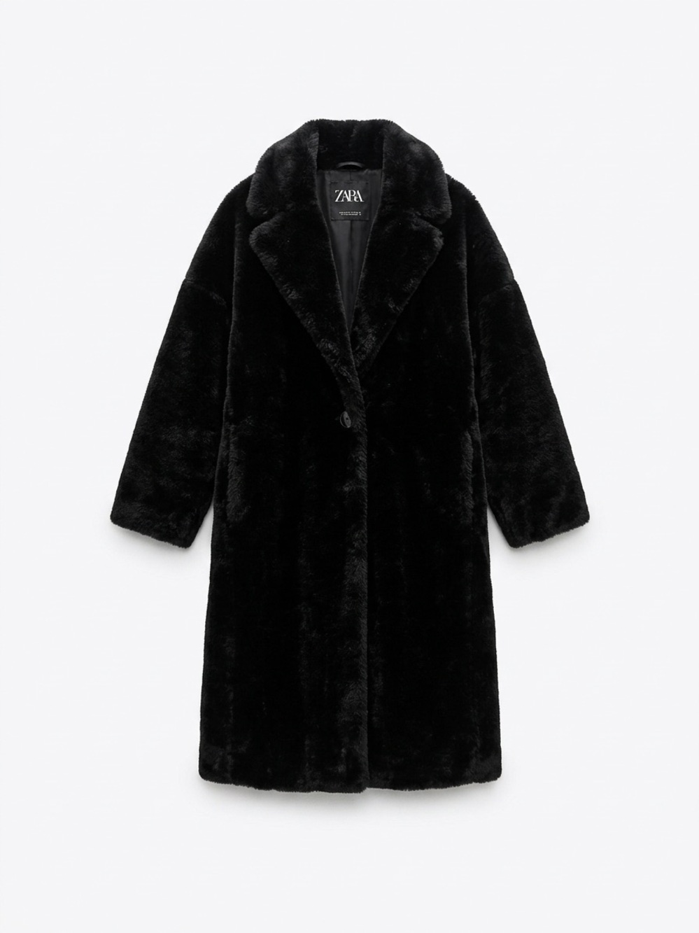 Zara Black Faux-Fur Long Coat